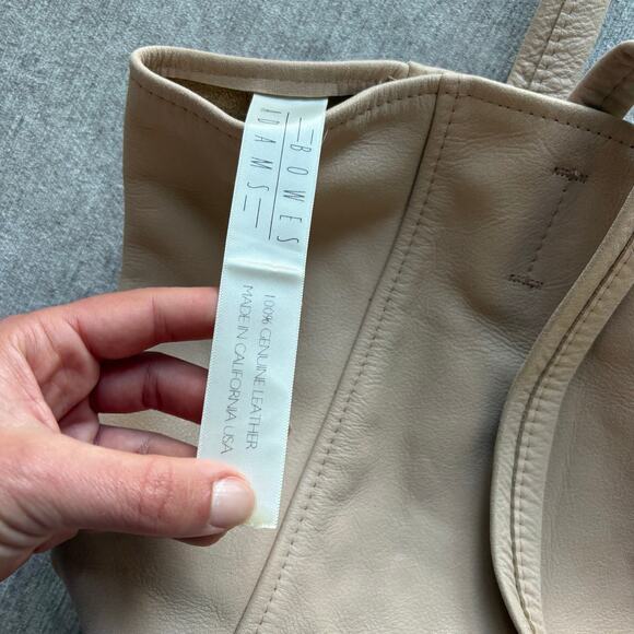 Beige Tan Leather Tote Bag - Picture 5 of 7